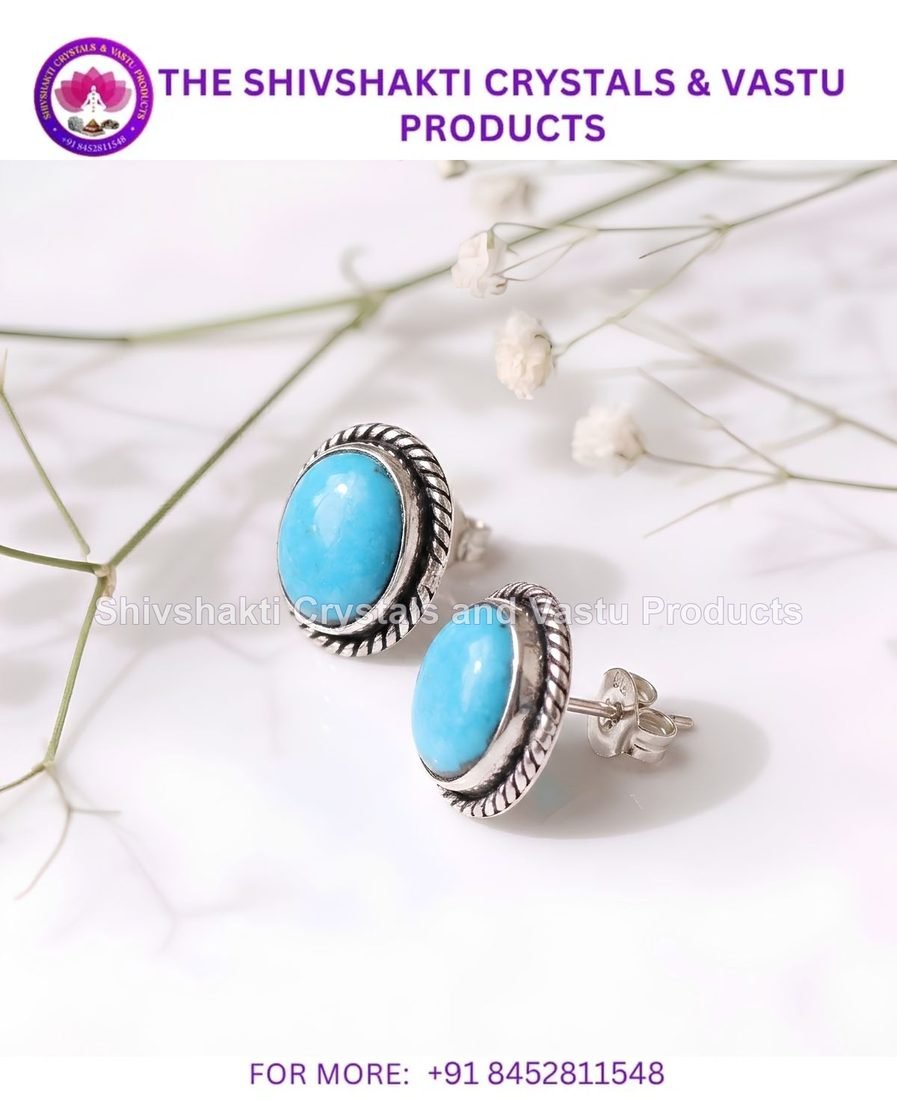Persian Turquoise Oval Stud Earring
