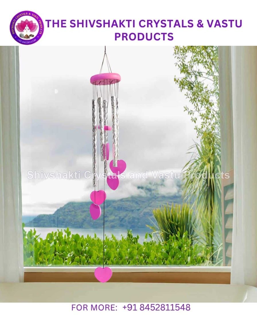 Pink Heart Wind Chimes, Wind Chime for Positive Energy