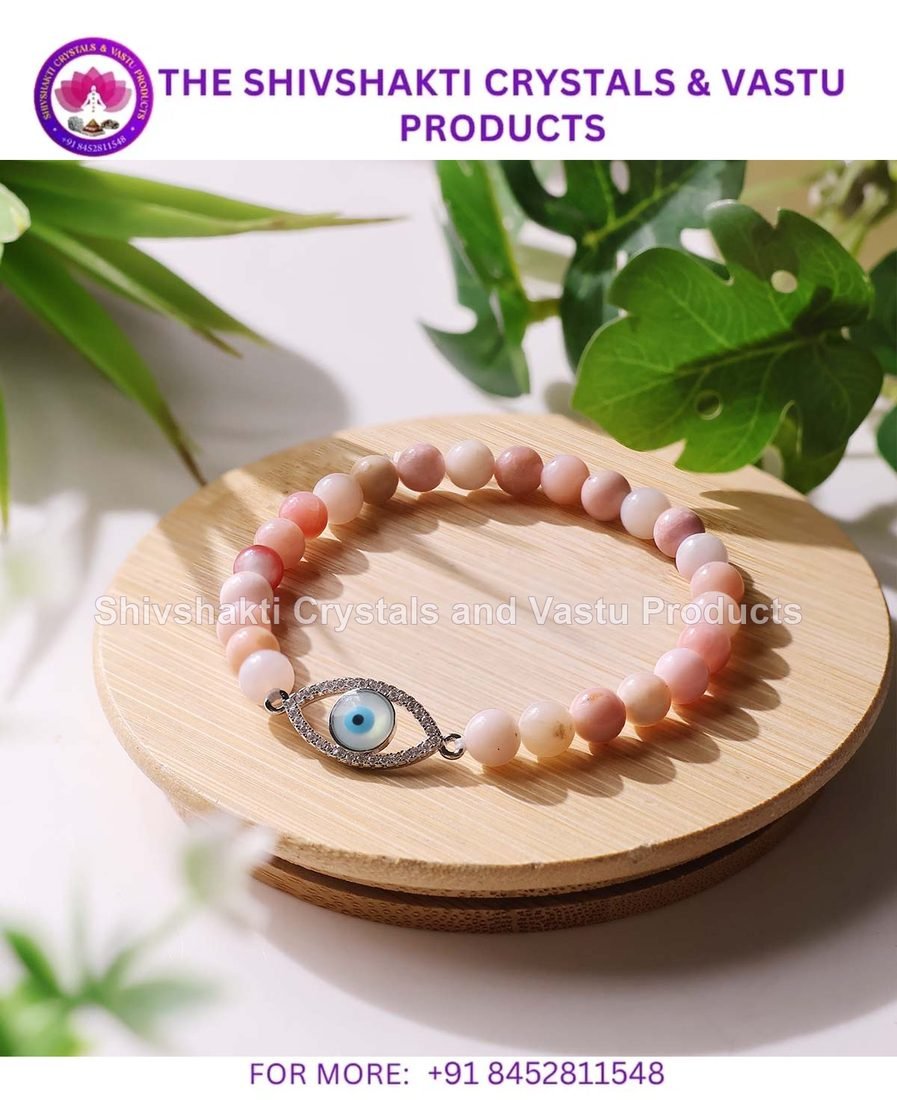 Pink Opal Evil Eye Bracelet 6mm