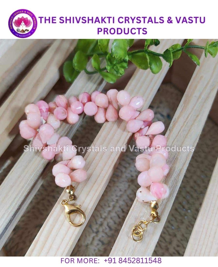 Pink Opal Tear Drop Faceted Cut Beads Bracelet