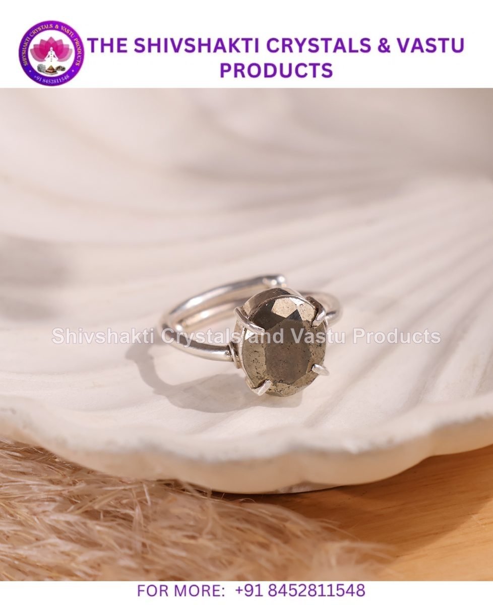 Pyrite Diamond Cut Ring Silver