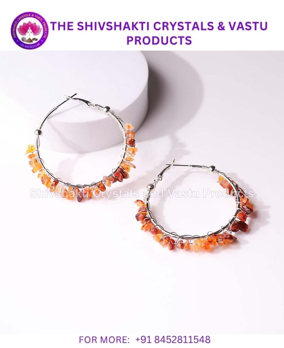 Red Carnelian Chips Huggie Hoops Earring