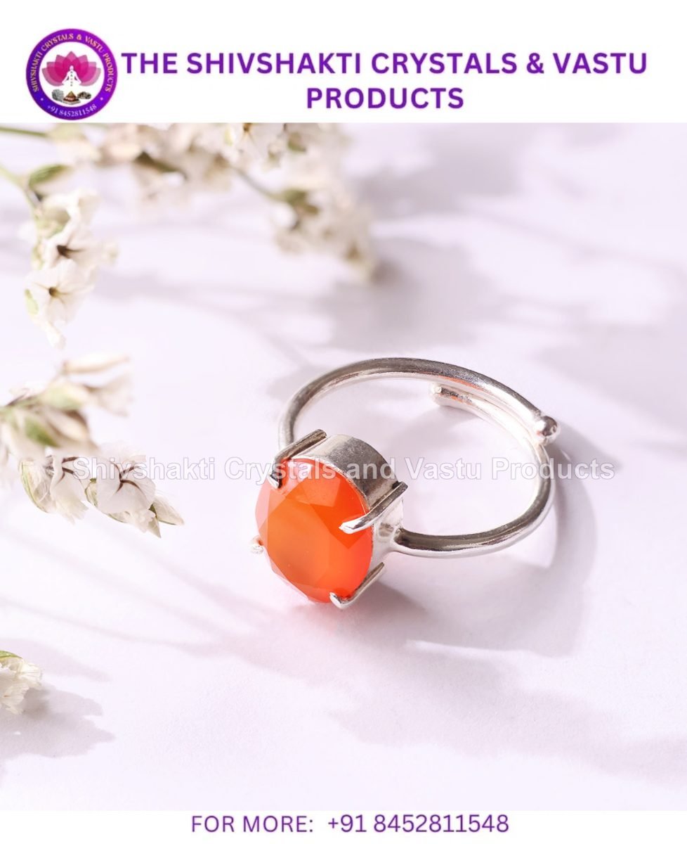 Red Carnelian Diamond Cut Ring
