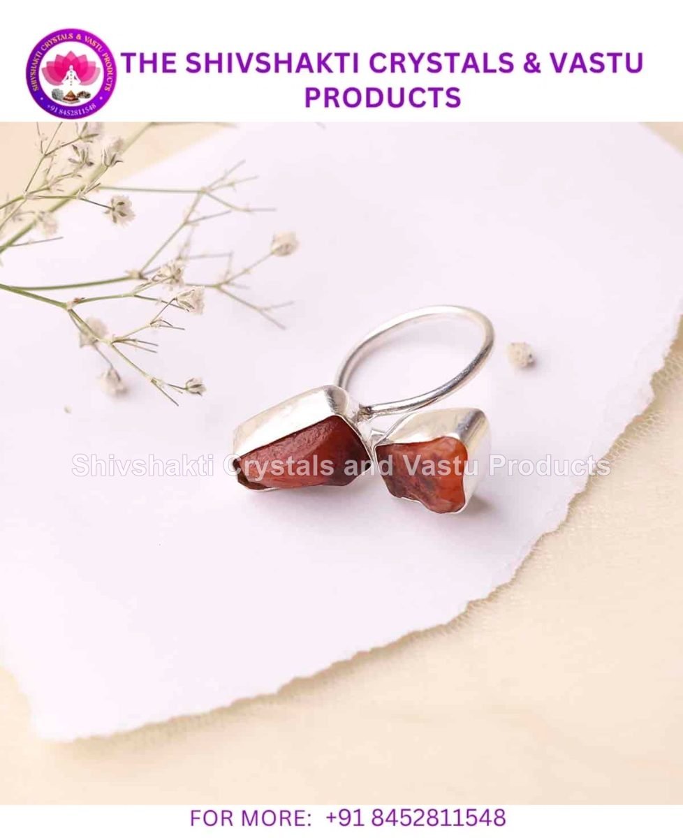 Red Carnelian Double Stone Raw Ring