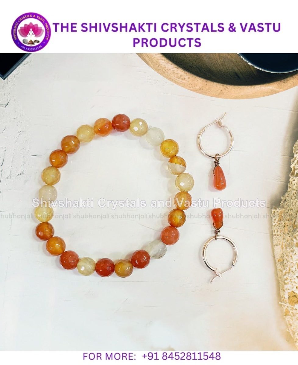 Red Carnelian Faceted Bracelet and Drop Earring Set