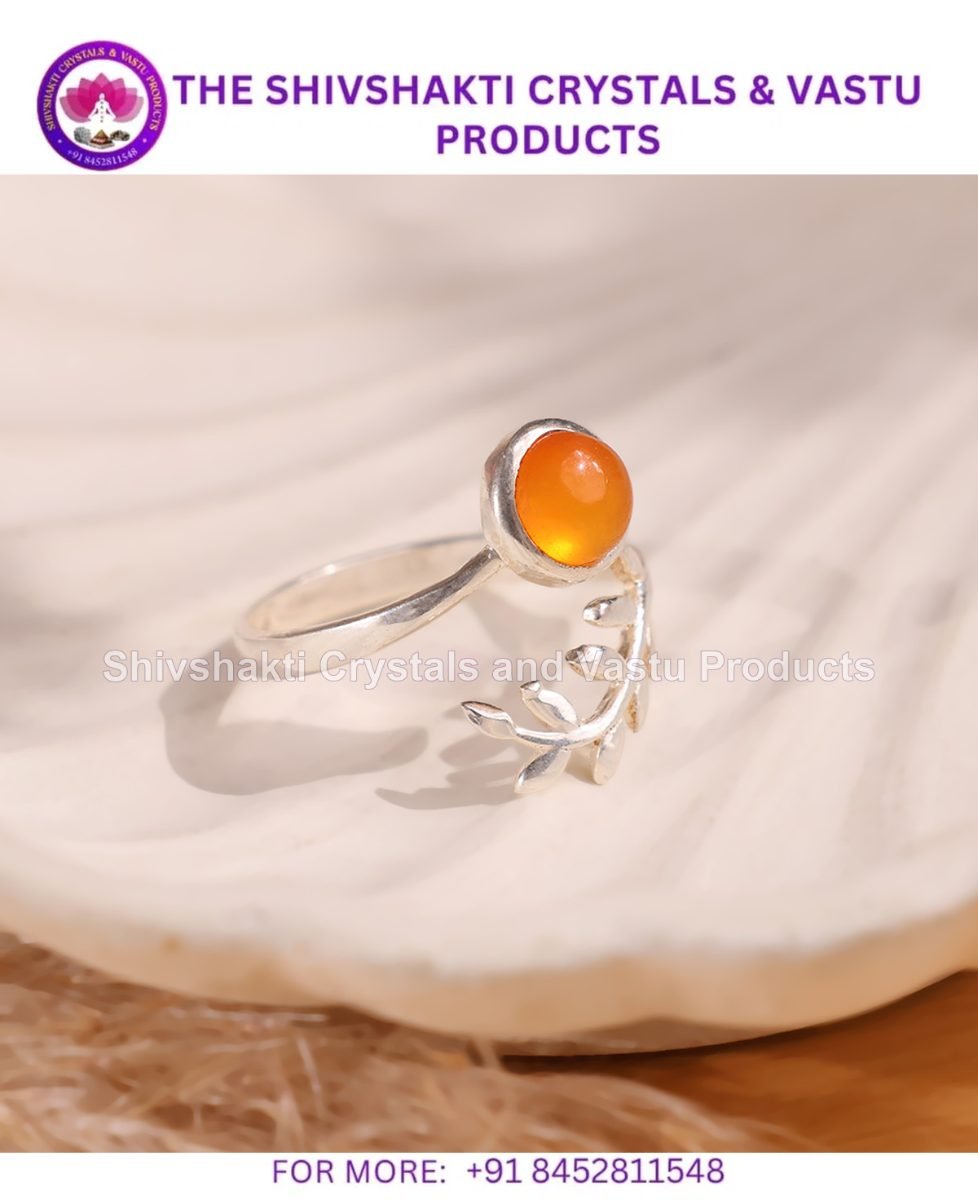 Red Carnelian Leaf Ring Silver