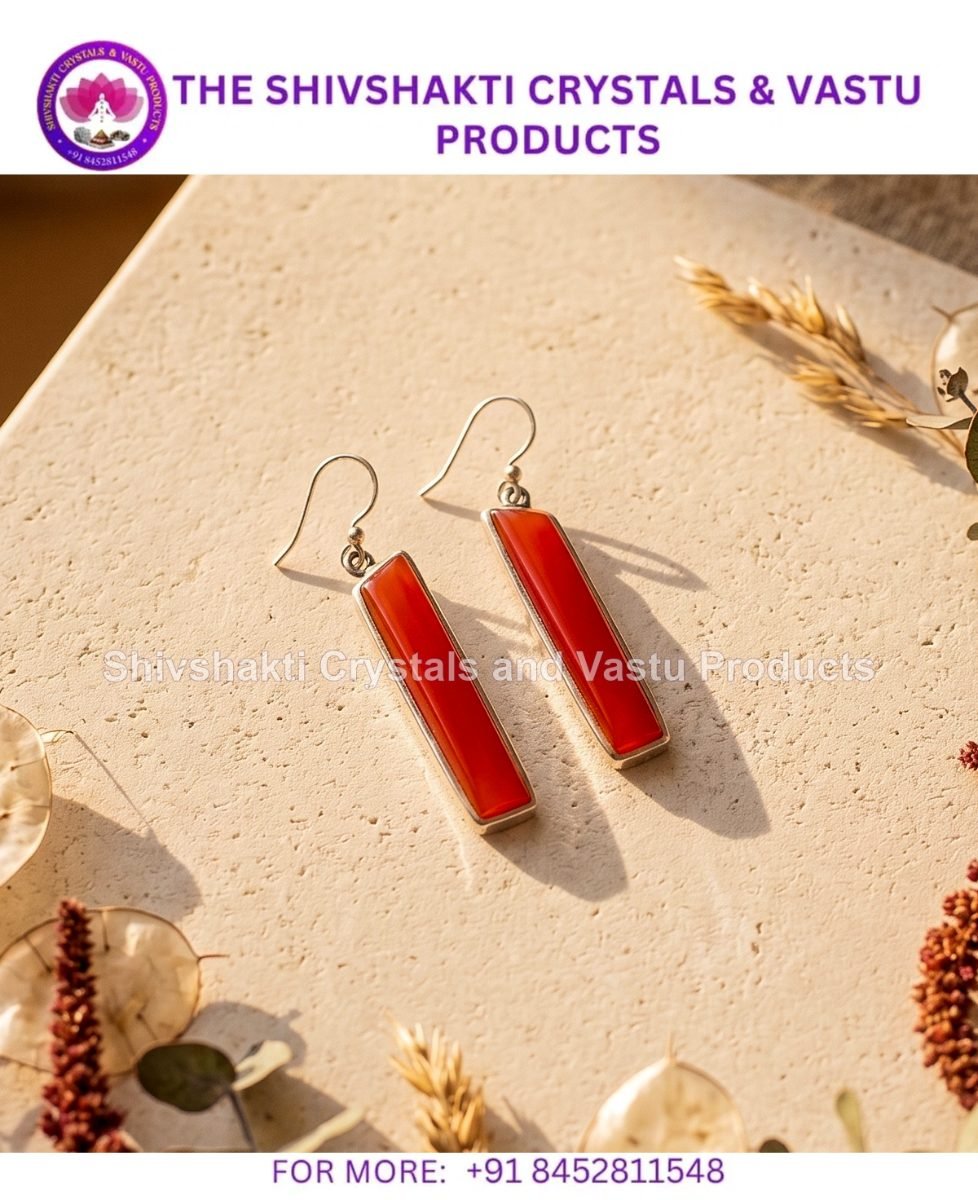 Red Carnelian Long Silver Earring