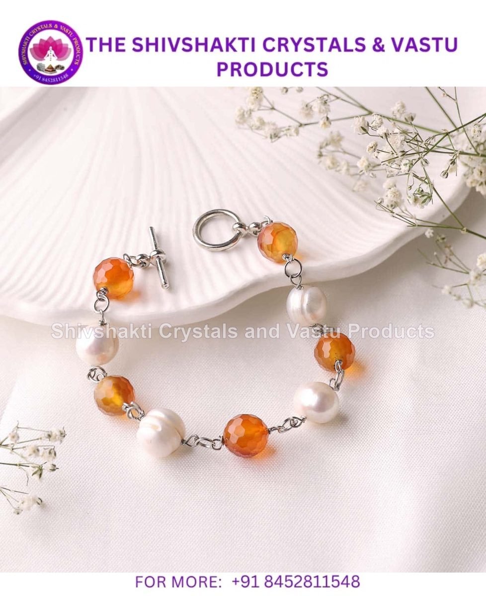 Red Carnelian Pearl Chain Bracelet