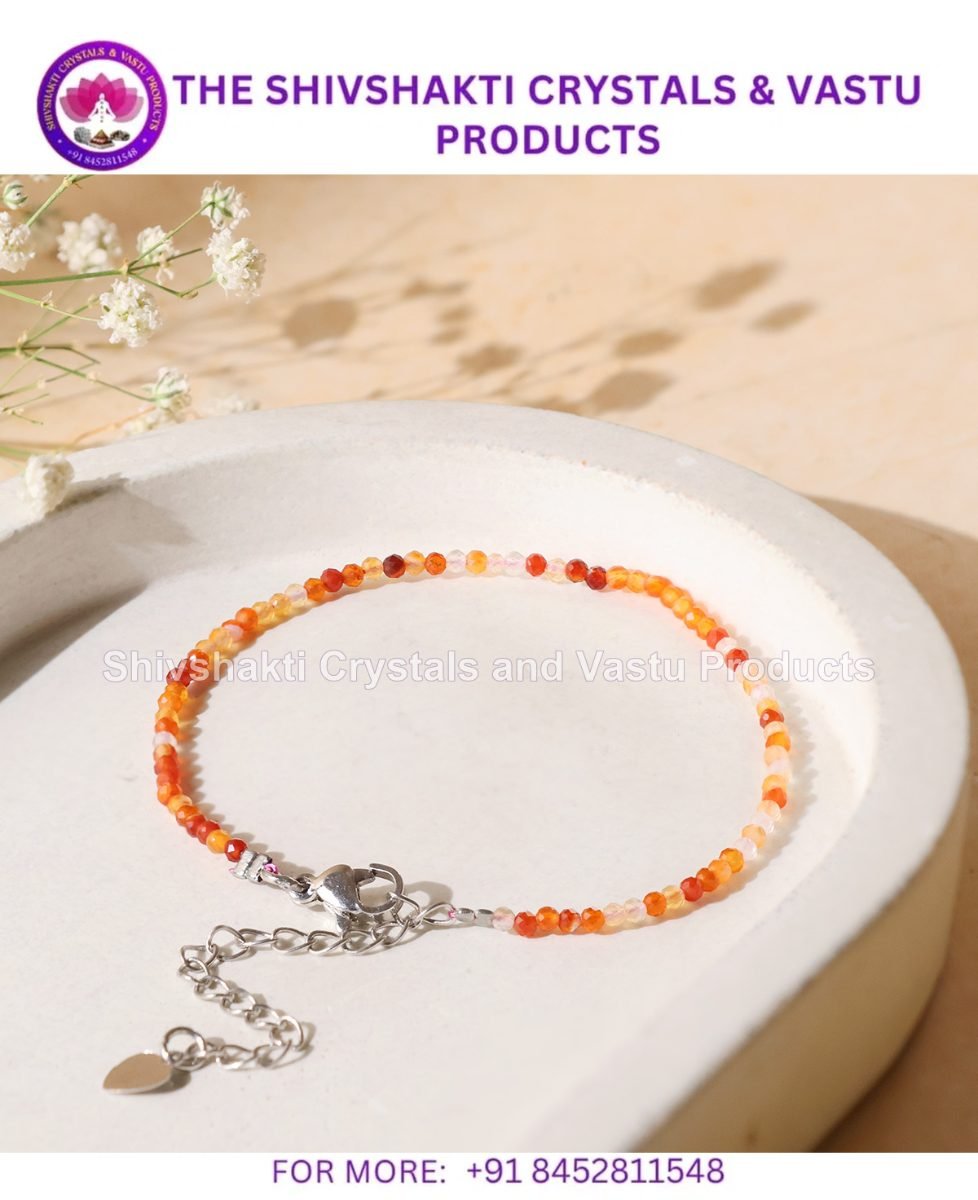 Red Carnilian Faceted Chain Bracelet 2 MM