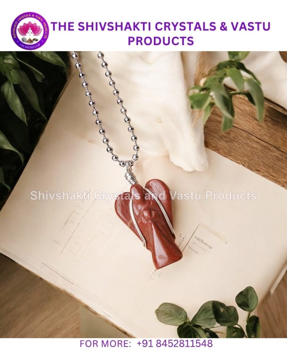 Red Jasper Wire-Wrapped Angel Pendant
