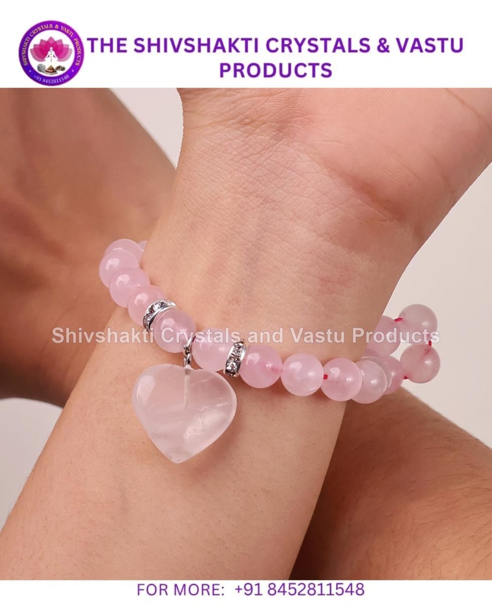 Rose Quartz Bracelet With Mini Heart Charm