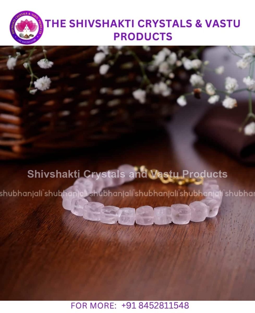Rose Quartz Cube Beads Bracelet