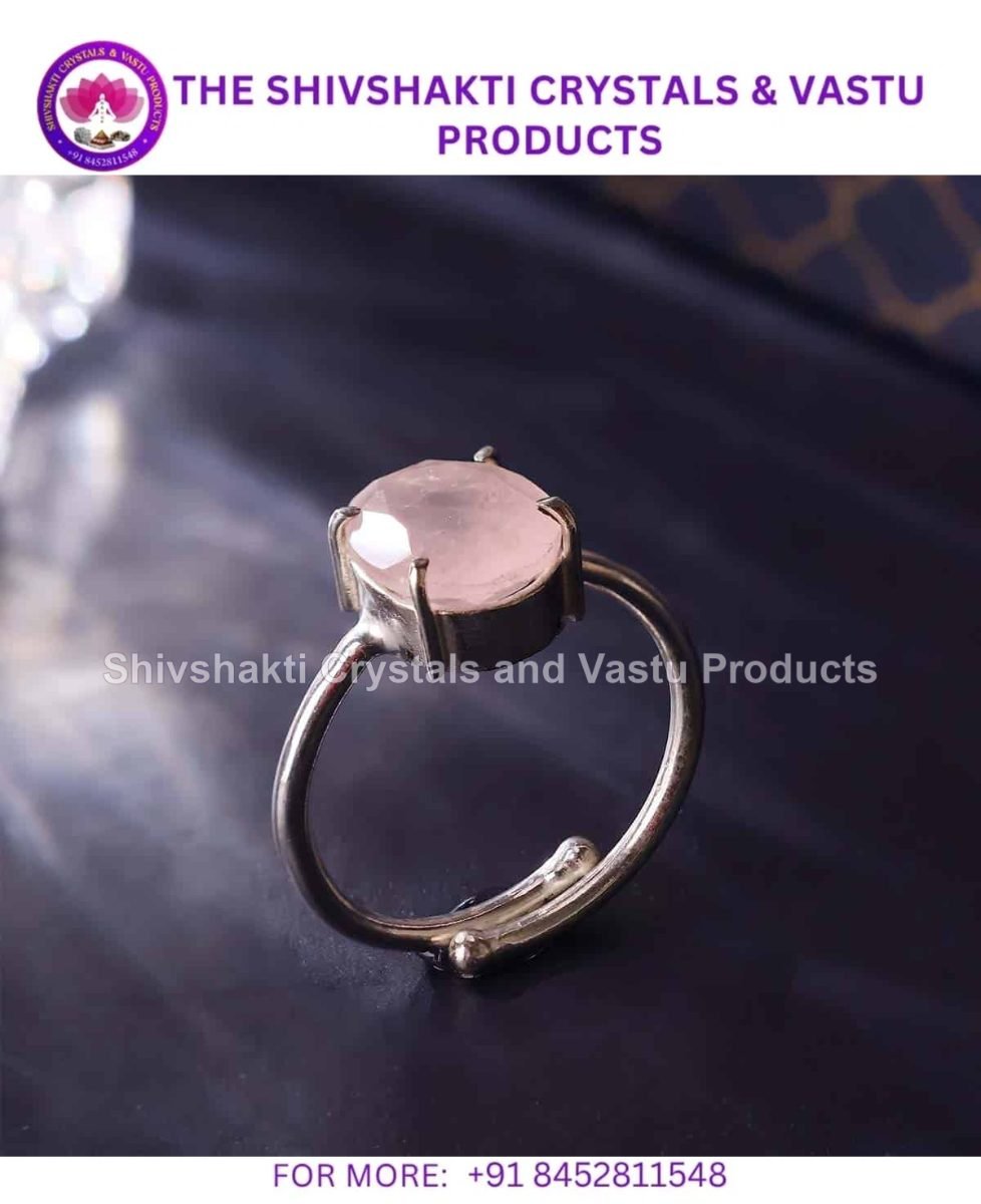 Rose Quartz Diamond Cut Ring