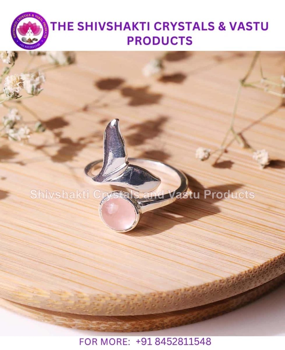 Rose Quartz Dolphin Tail Ring Silver