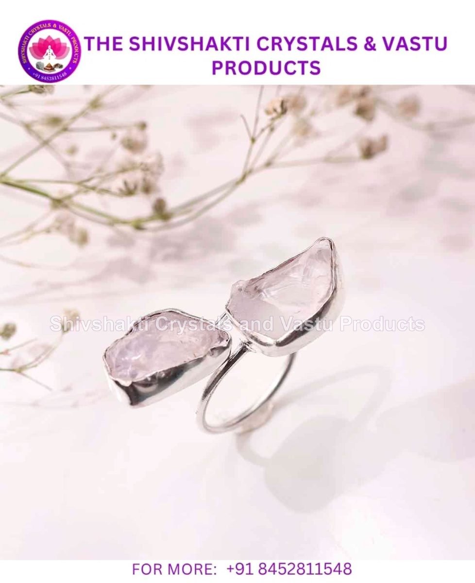 Rose Quartz Double Stone Raw Ring