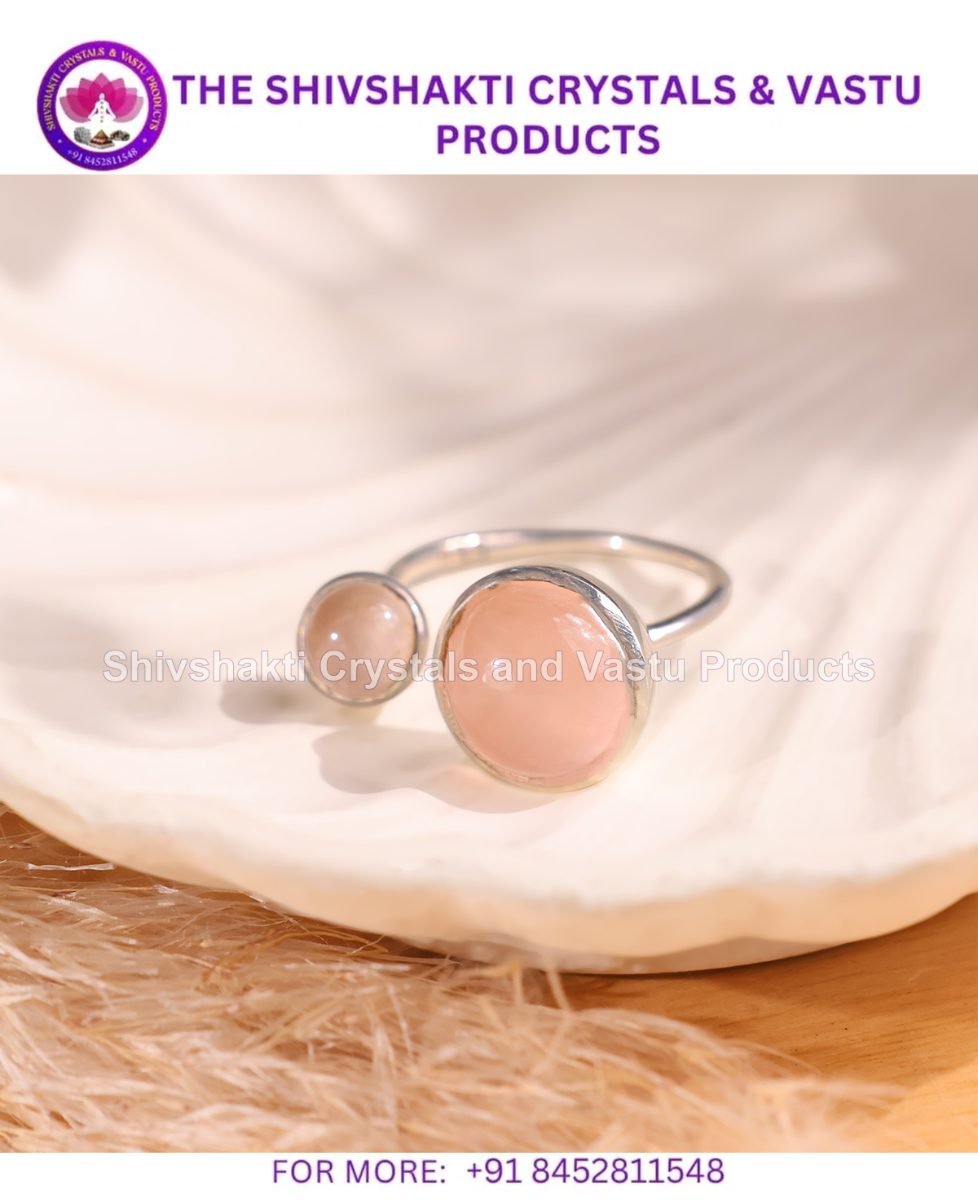 Rose Quartz Double Stone Ring Silver
