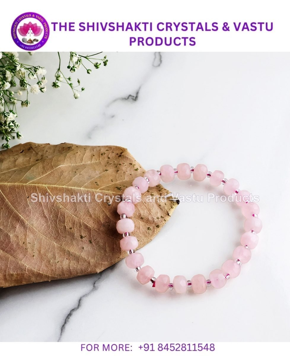 Rose Quartz Drum Faceted Beads Bracelet