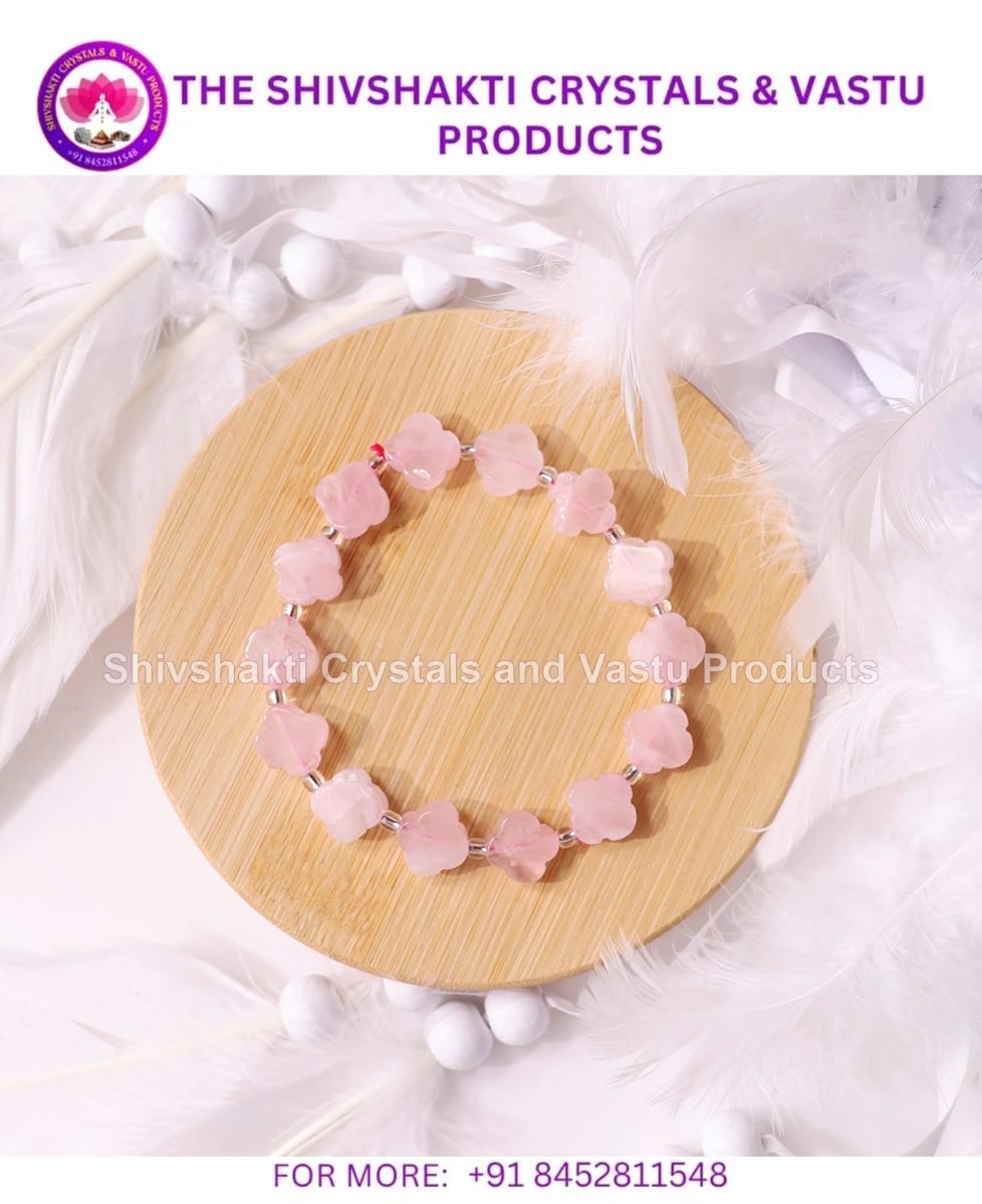 Rose Quartz Flower Beads Bracelet