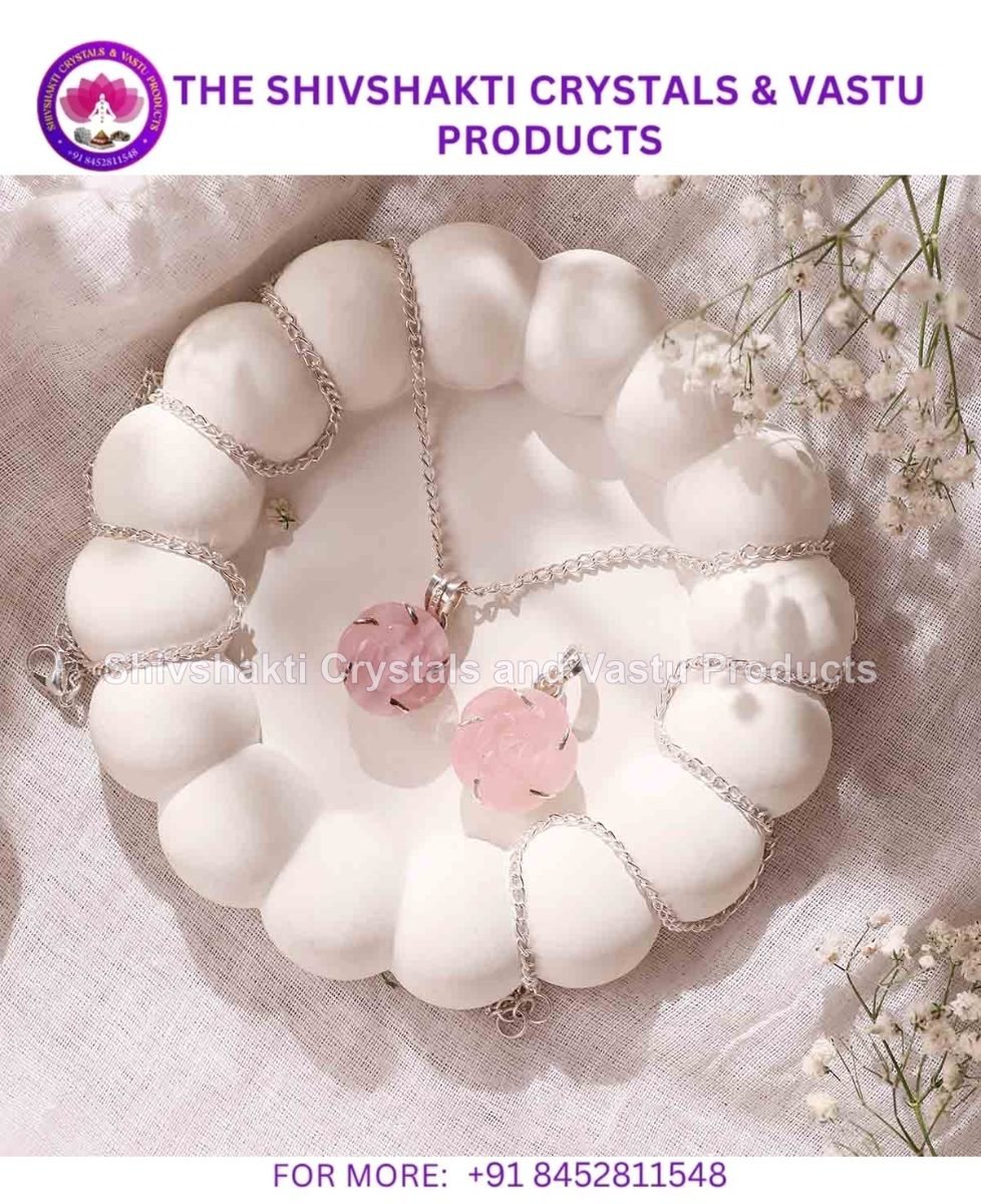 Rose Quartz Flower Pendant Silver