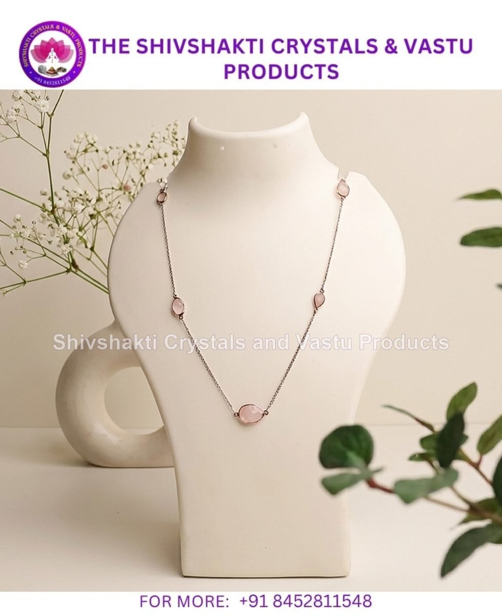 Rose Quartz & Garnet Coin Faceted Round Beads Necklace Silver