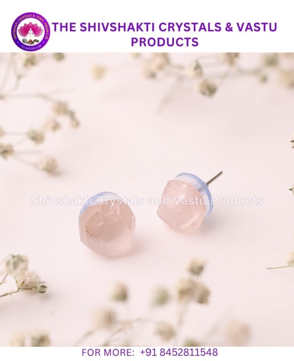 Rose Quartz Raw Stud Earrings