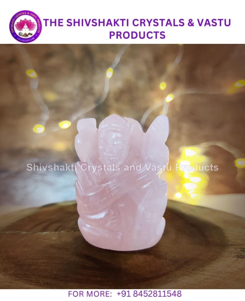 Rose Quartz Saraswati Statue