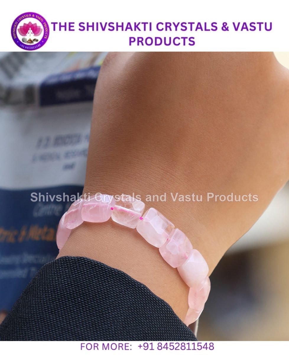 Rose Quartz Square Shape Beads Bracelet