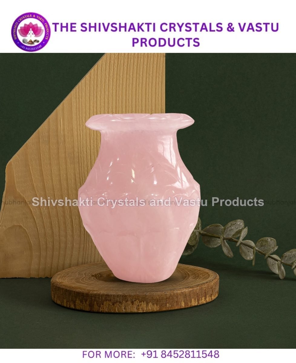 Rose Quartz Vase for Home Decor or Gift, Crystal for Love, Good Relationship, Happiness, Joy