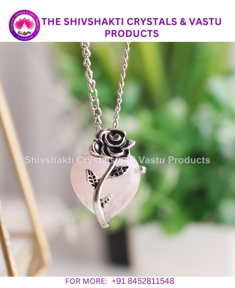 Rose Quartz With Rose Heart Pendant