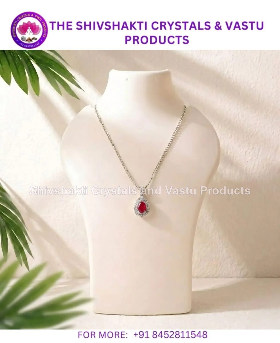 Ruby Drop Design Pendant Silver