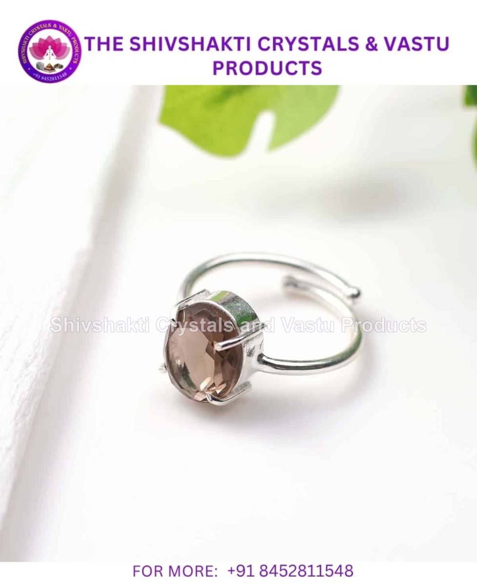 Smoky Quartz Diamond Cut Ring