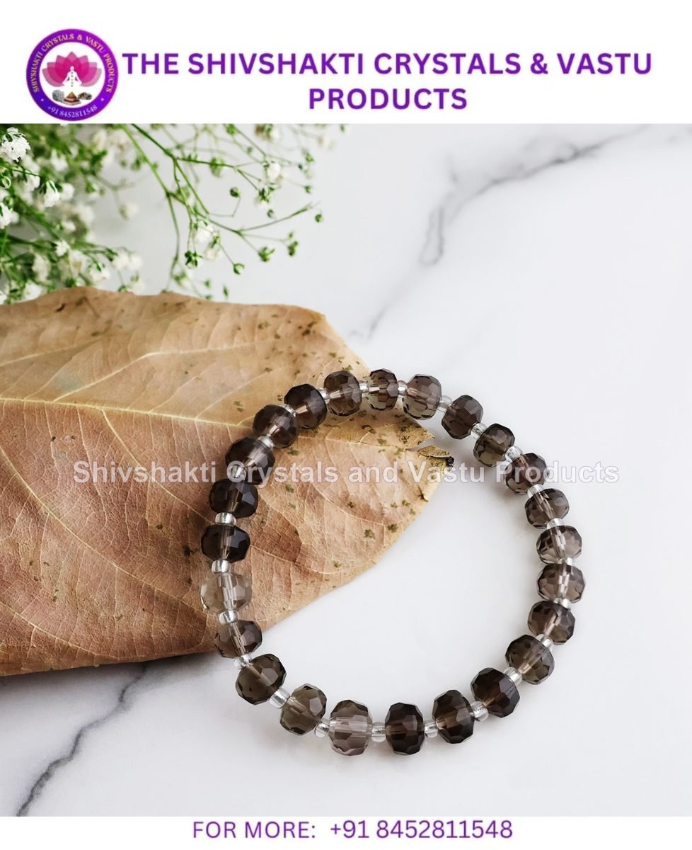 Smoky Quartz Drum Faceted Bracelet
