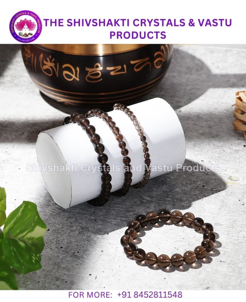 Smoky Quartz Round Beads Bracelet