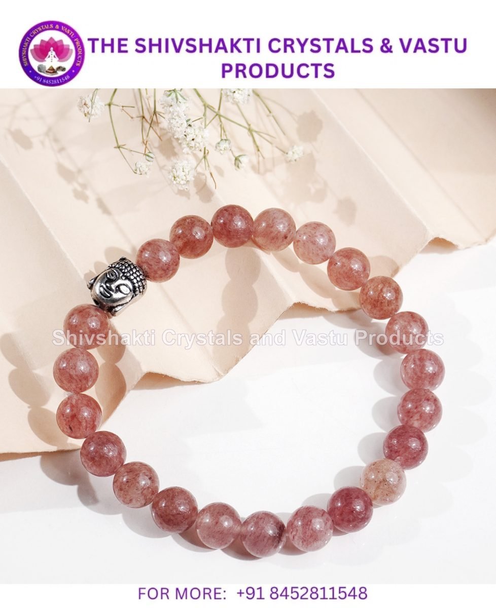 Strawberry Quartz Buddha Bracelet 8 mm