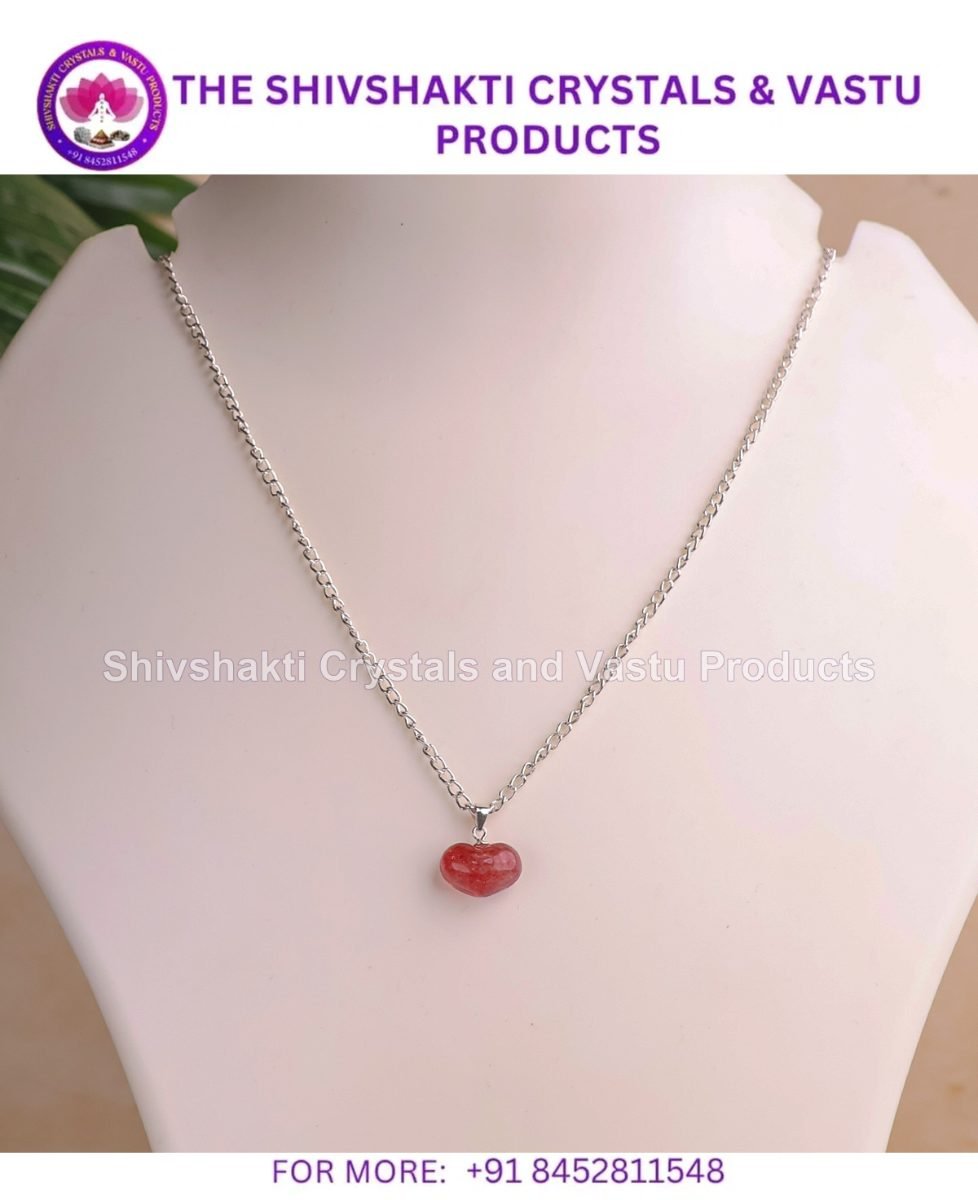 Strawberry Quartz Heart Pendant Silver