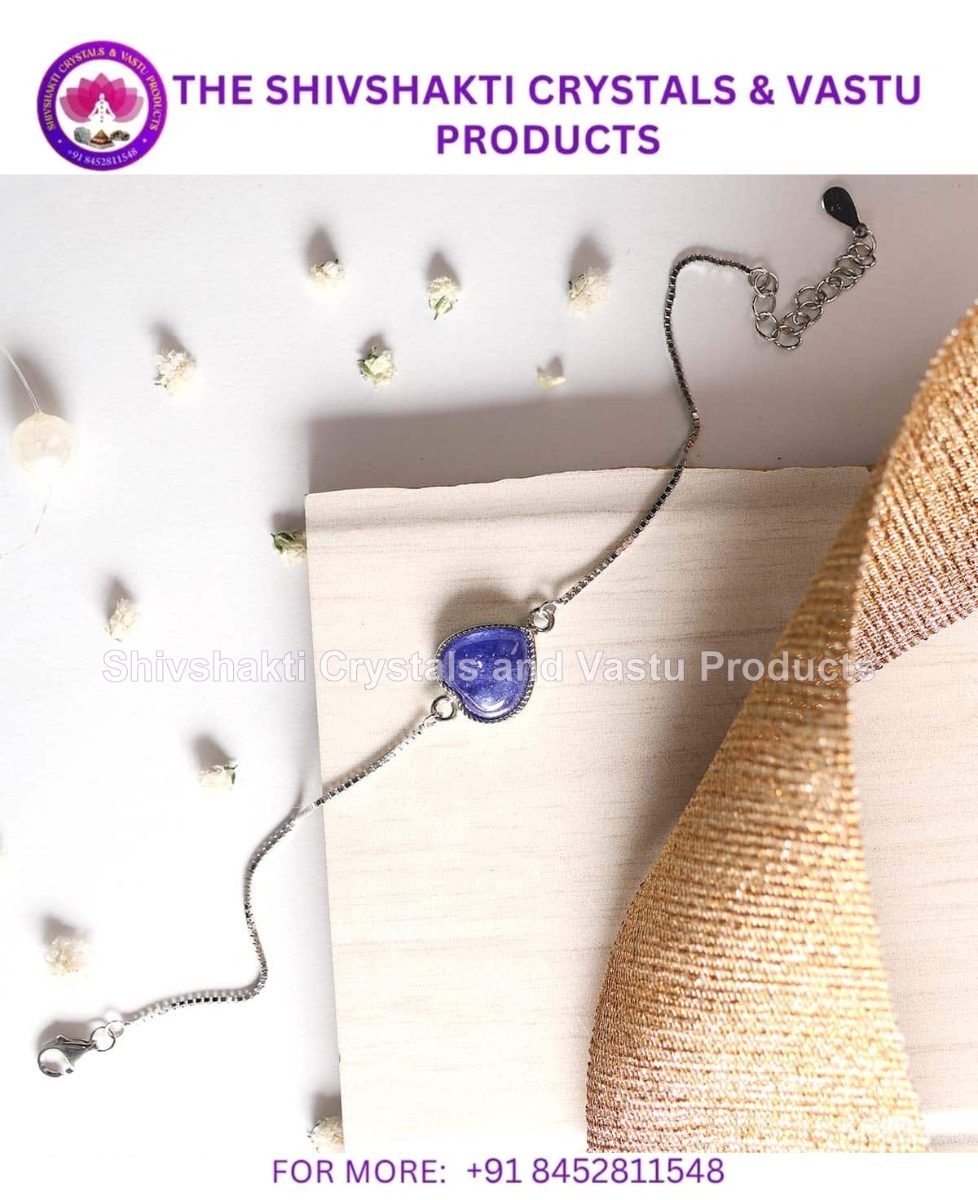 Tanzanite Heart Sterling Silver 925 Chain Bracelet