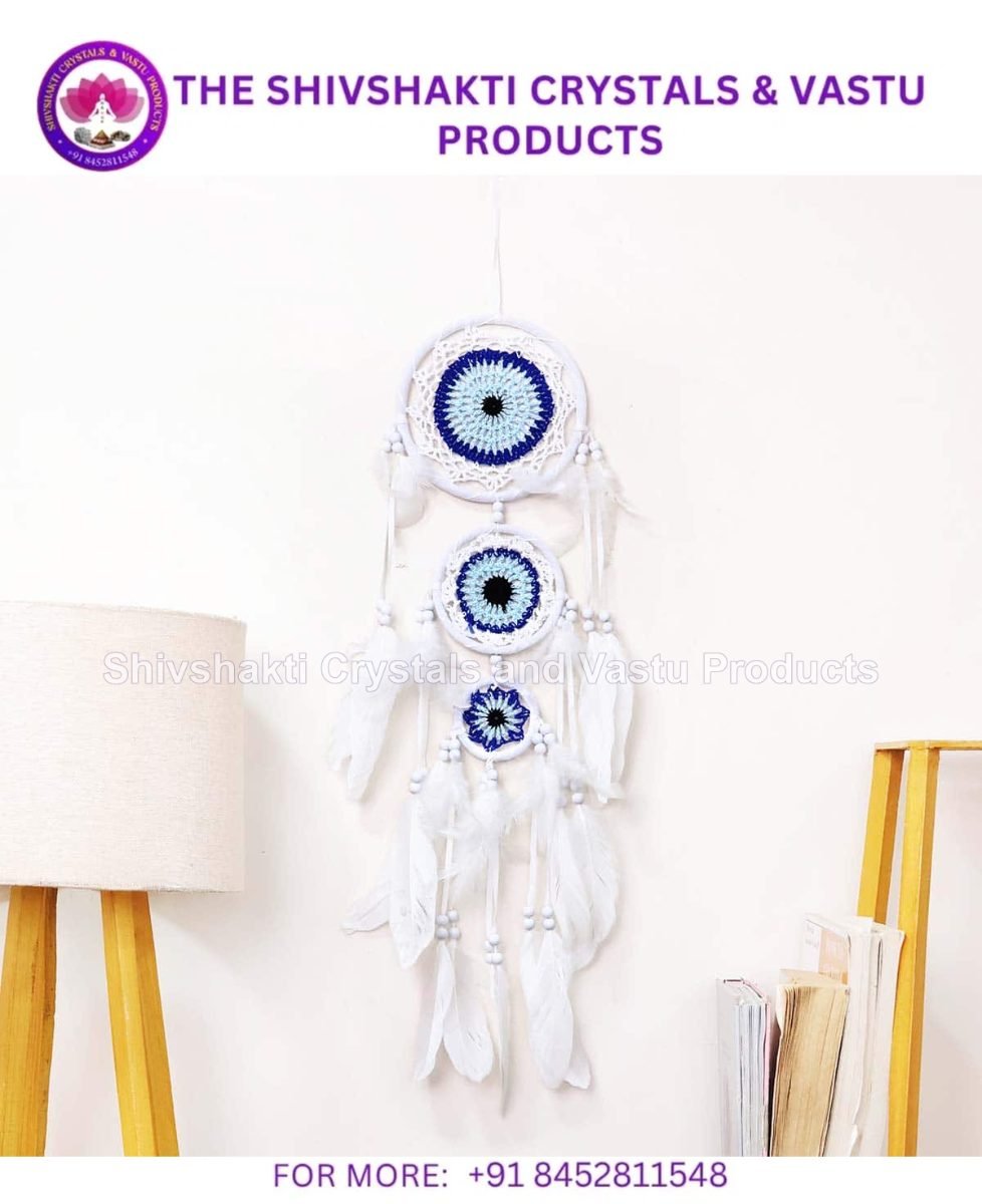Three Evil Eye Dream Catcher (White)