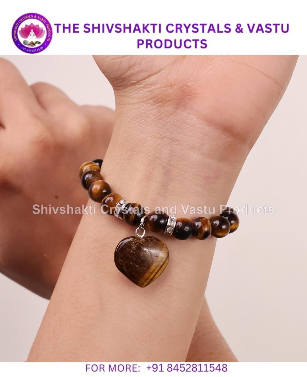 Tiger Eye Bracelet With Mini Heart Charm
