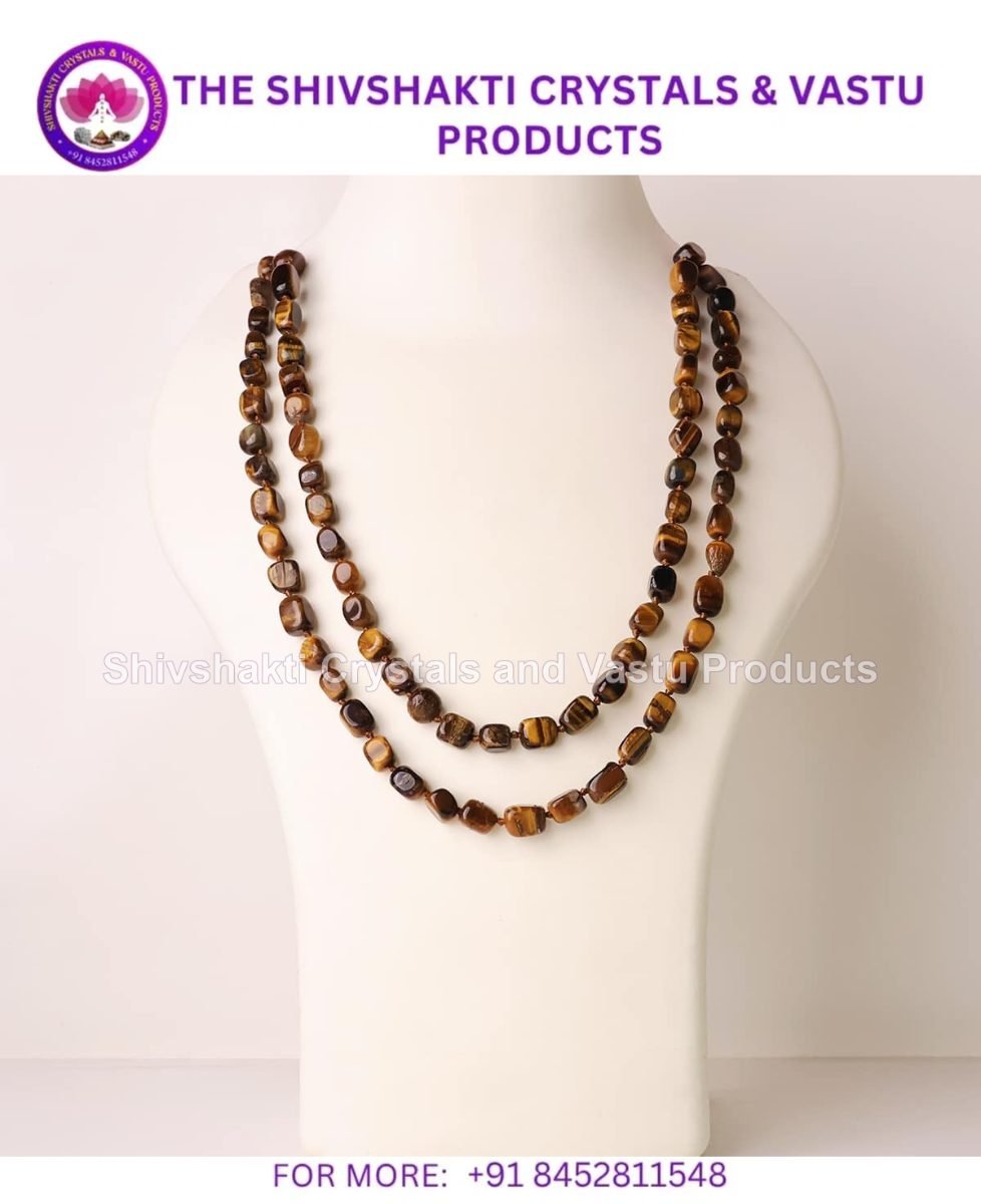 Tiger Eye Long Tumble Mala Knotted