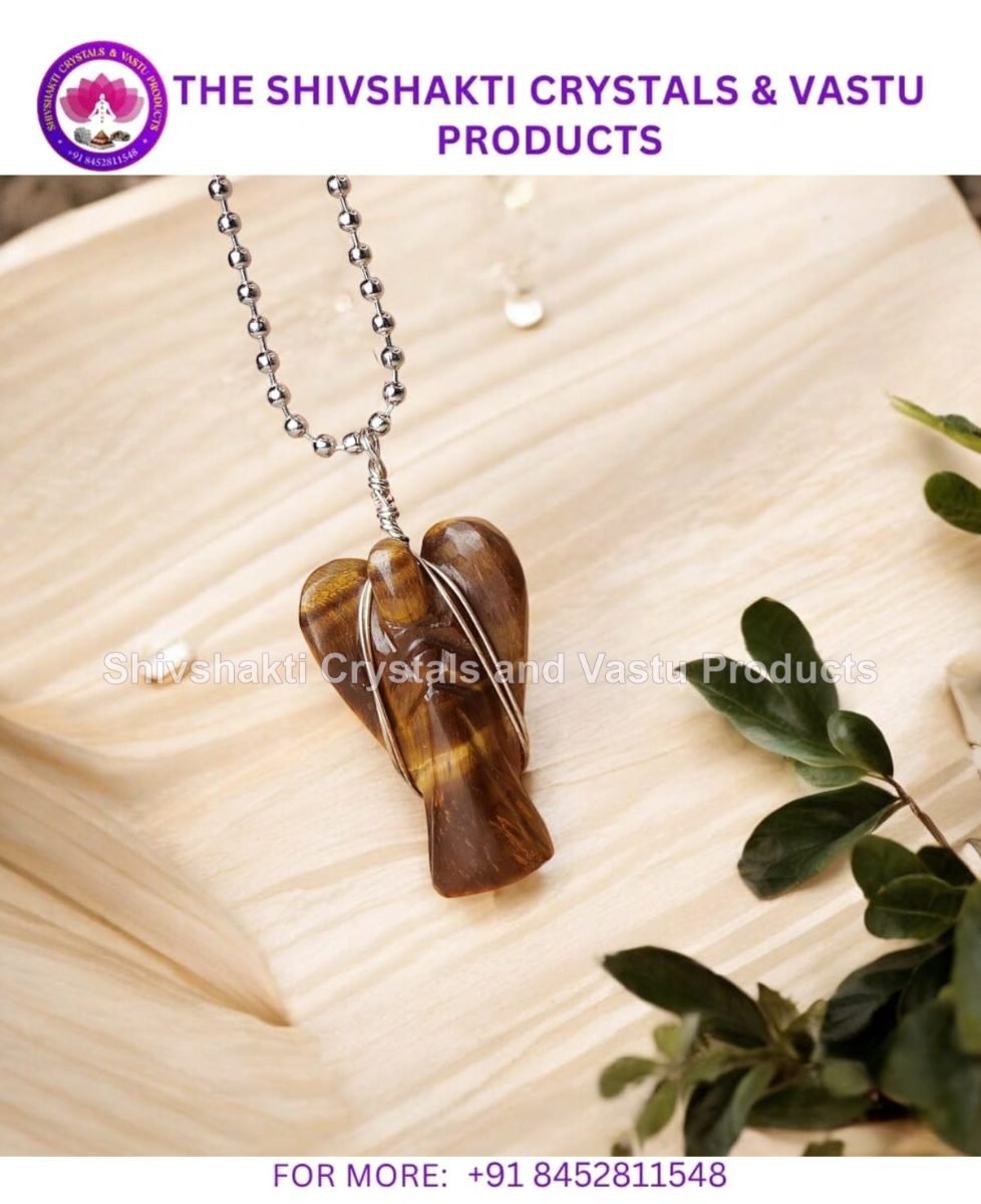 Tiger Eye Wire-Wrapped Angel Pendant