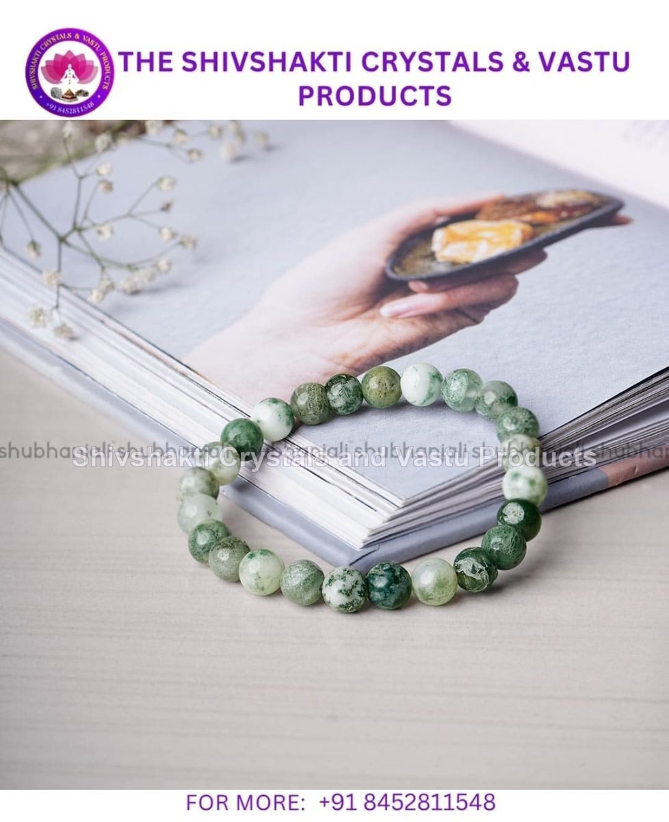 Tree Agate Round Beads Bracelet