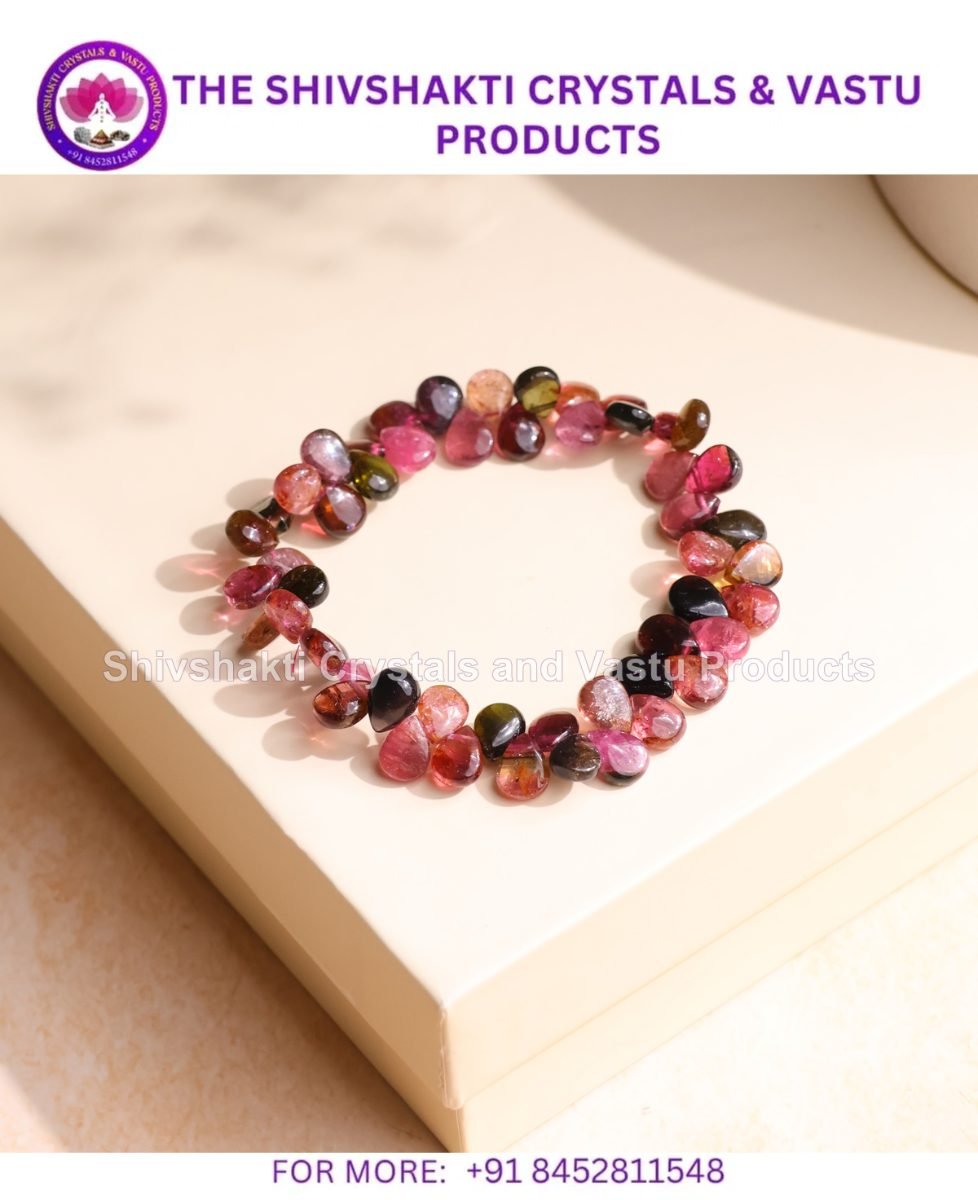 Watermelon Tourmaline Drop Beads Bracelet