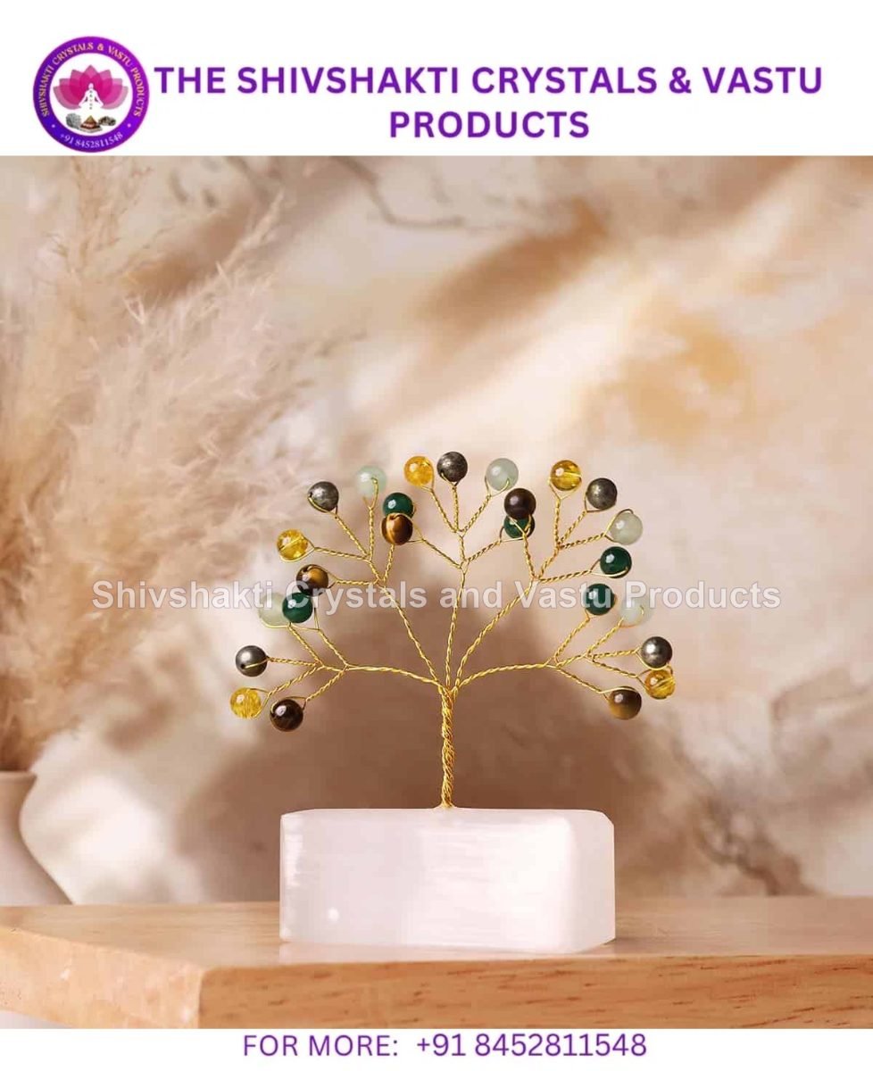 Wealth Beads on Selenite Raw Root Tree