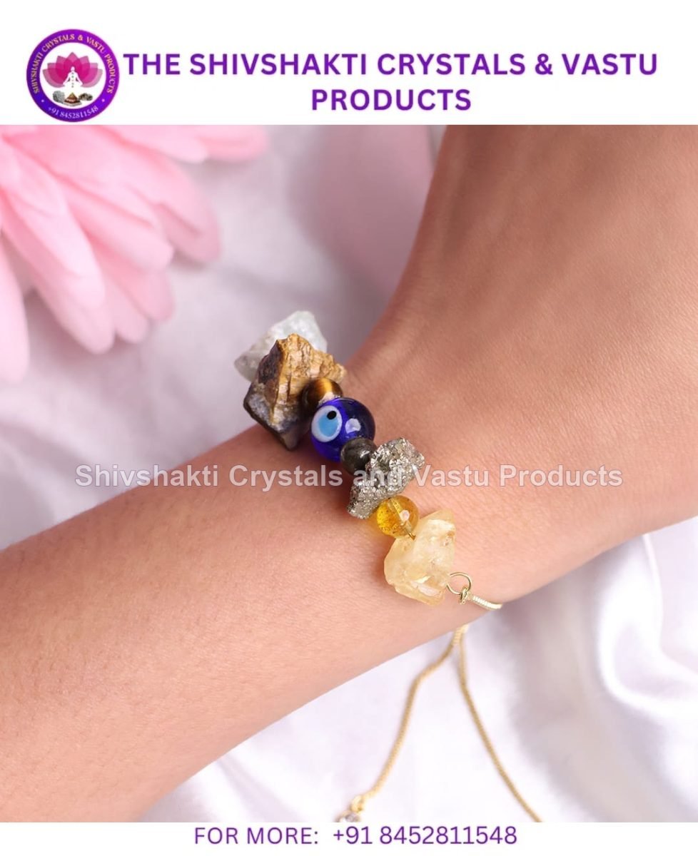 Wealth Bracelet In Raw Stone, Evil Eye Protection
