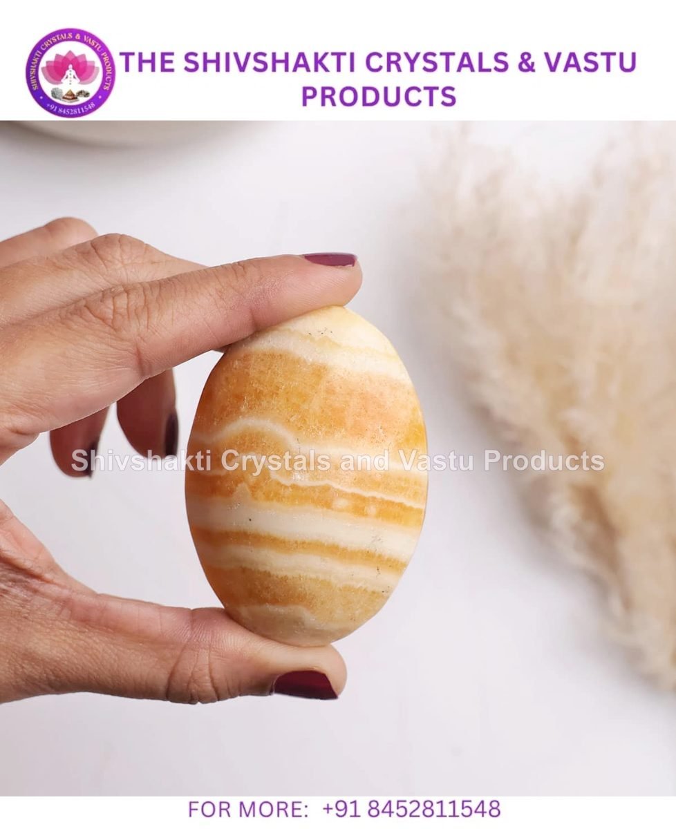 Yellow Calcite Palm Stone