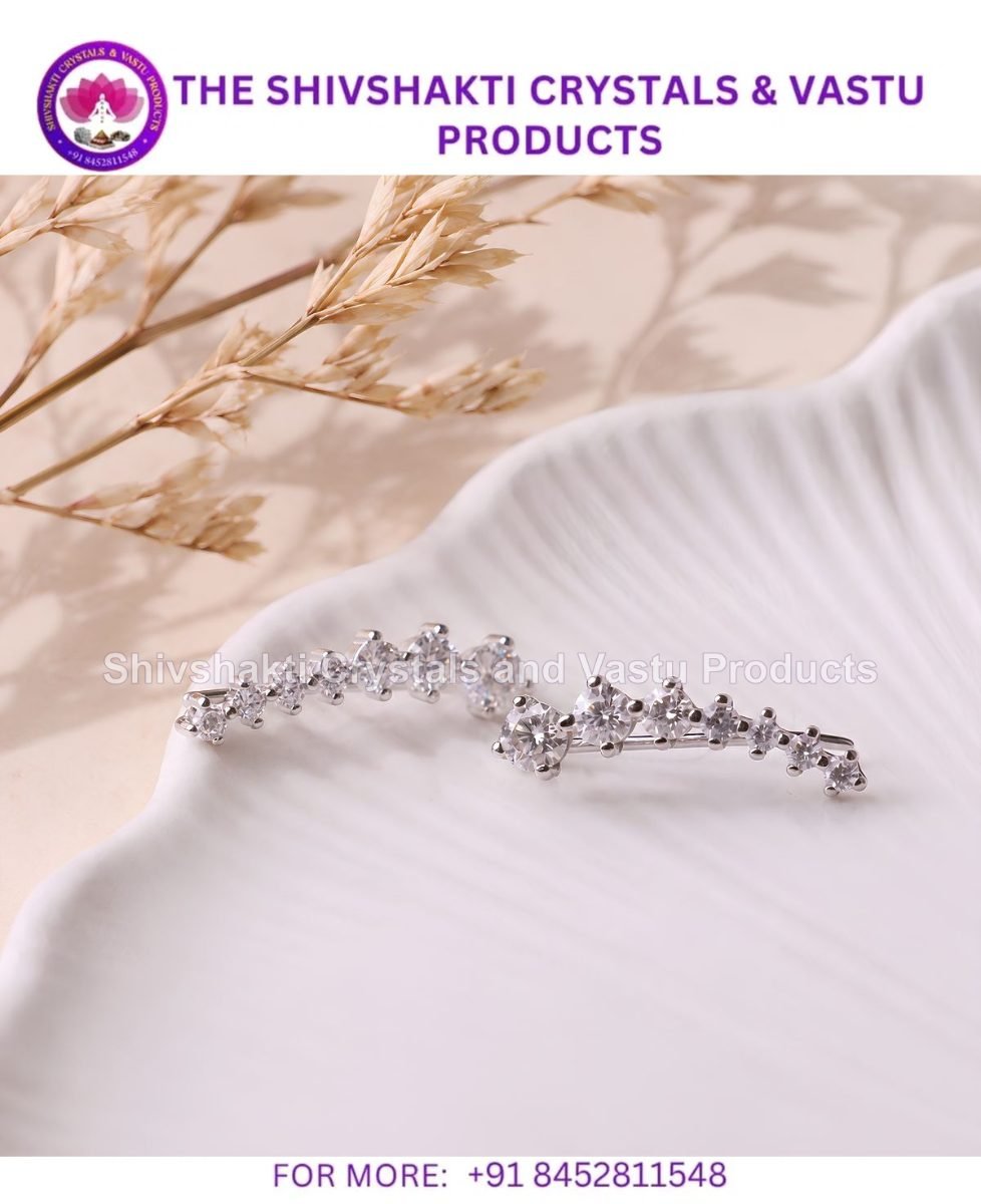 Zircon Ear Climber Earring Silver